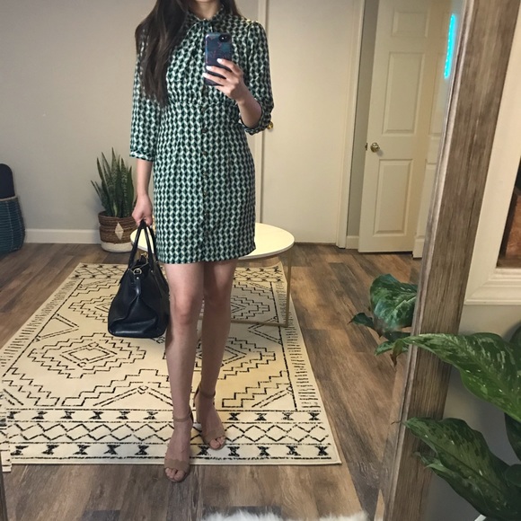 Long Sleeve Button-up Tie-front Dress - Picture 2 of 4